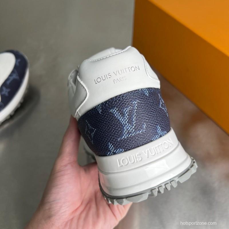 Lv Run Away Leather Round Toe Lace-Up Low Top Casual Shoes Men's - YC