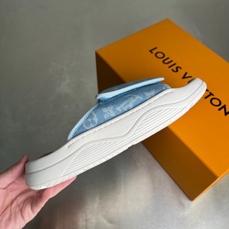 Louis Vuitton Miami Mule Slippers with Hook-and-Loop Strap - YC