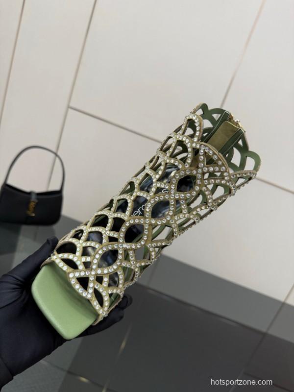 Sergio Rossi Mermaid Sandals 2025 SS Collection Elegant Fishnet High Heels - KFY00470