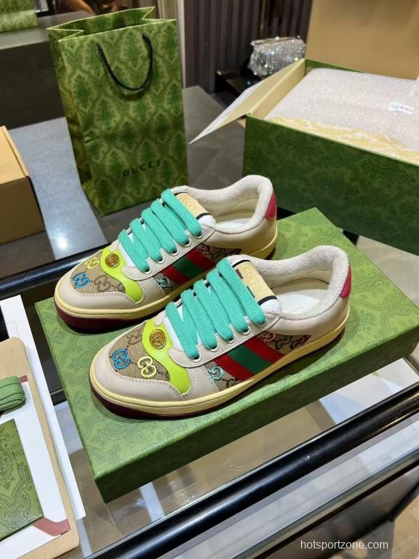 Gucci Distressed Sneakers 2025 SS Retro Design with Metal GG Logo - AS00270