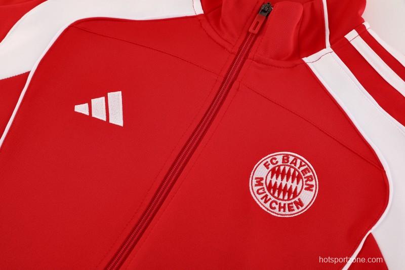 25/26 Bayern Munich Red Full Zipper Jacket+Long Pants