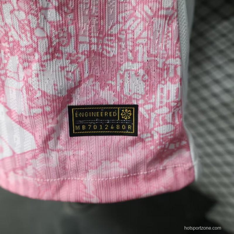 Player Version 2026 Brazil Special Edition White with Christ the Redeemer Pink Pattern Jersey