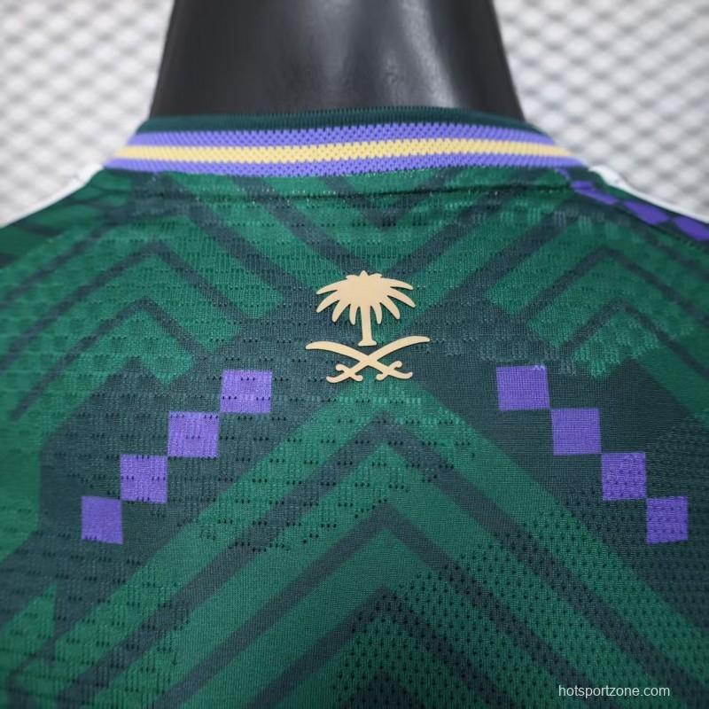 Player Version 2026 Saudi Arabia Home Green with Geometric Diamond Pattern Jersey