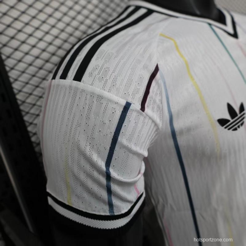 Player Version 2026 Japan Away White with Colorful Vertical Stripe Pattern Jersey