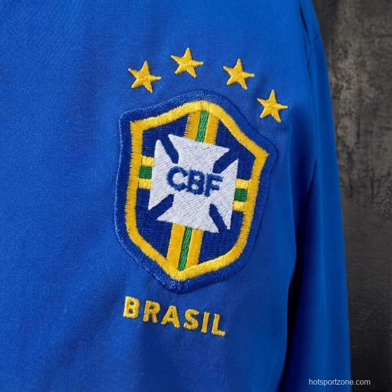 1998 Vintage Style Brazil Blue Jacket Windbreaker