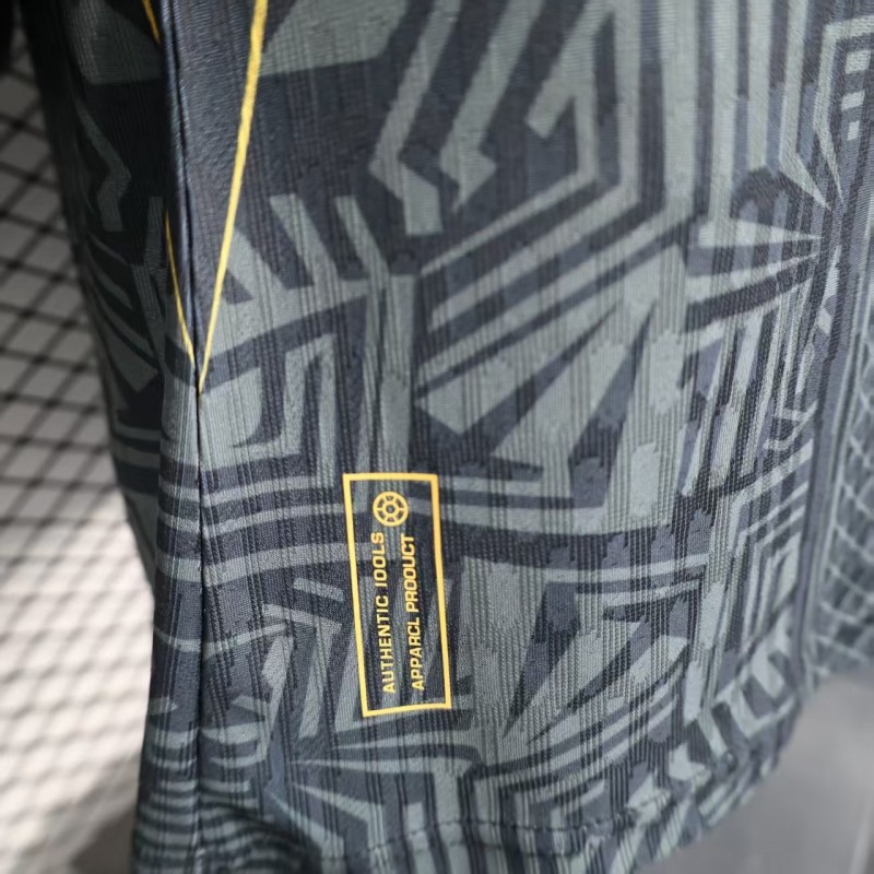 2026 Player Version Brazil Black with Gold Geometric Tribal Pattern Jersey