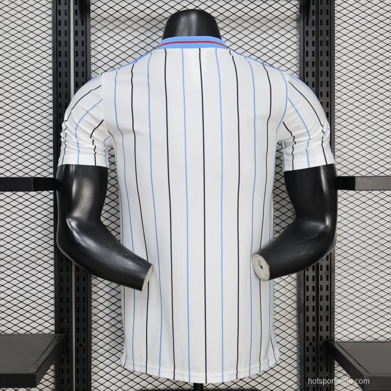 2026 Player Version DR Congo White with Black and Blue Pinstripes Jersey