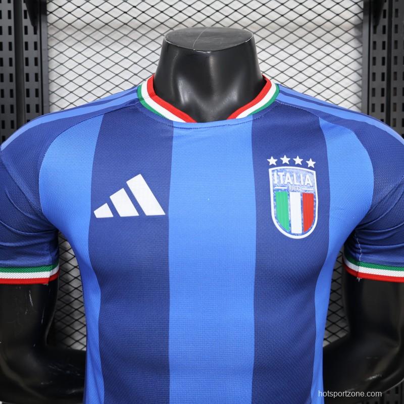 2026 Player Version Italy Blue with Tonal Vertical Stripes Jersey