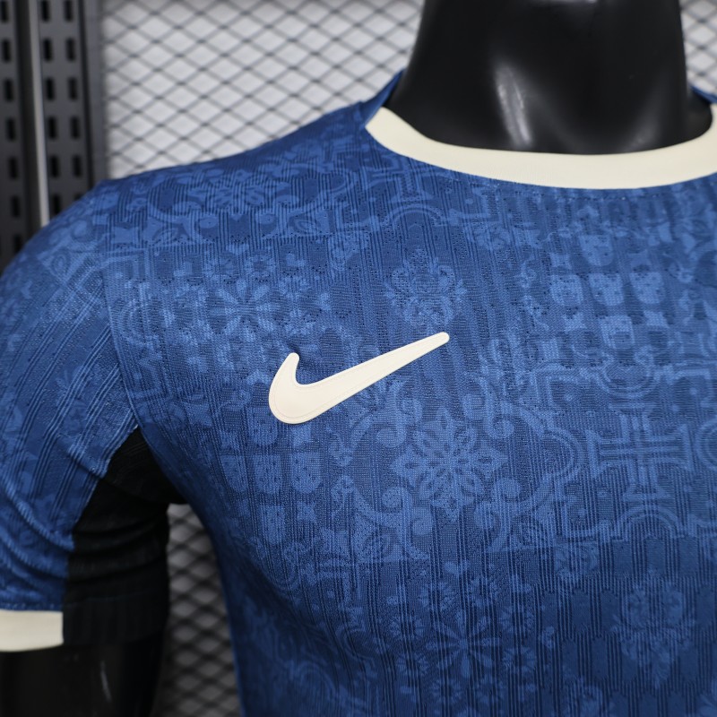 Player Version 2027 Portugal Away Blue with Jacquard Pattern Jersey