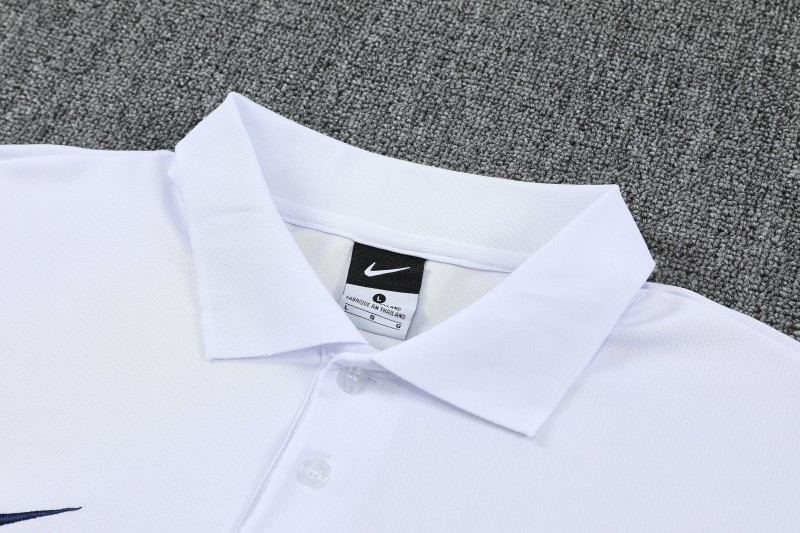 26/27  Paris White Polo Training Shirt +Navy Blue  Long Pants Tracksuit
