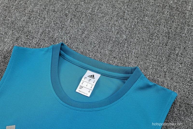 26/27 Arsenal Light Blue & Navy Blue Sleeveless Training Vest + Shorts