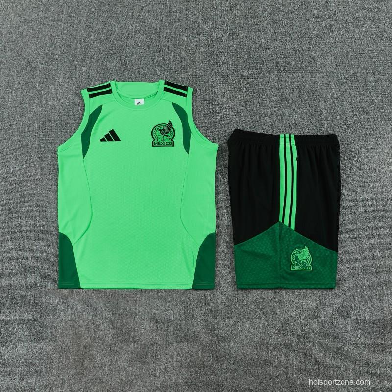26/27  Mexico Green Sleeveless Training Vest + Black Shorts Set