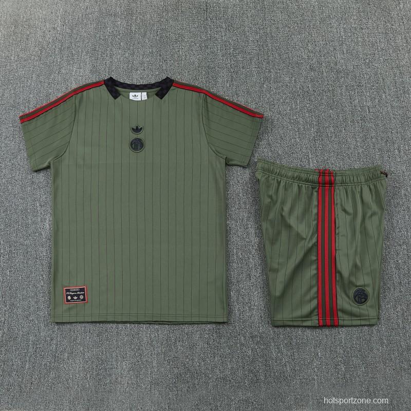 26/27 Bayern München  Forest Green  Pinstripe  Short Sleeve+Soccer Shorts