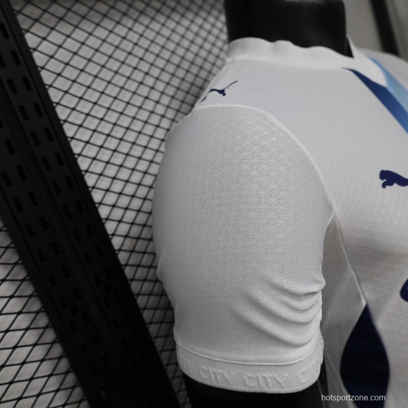 Player Version 26/27 Manchester City White with Blue Stripe Away Jersey
