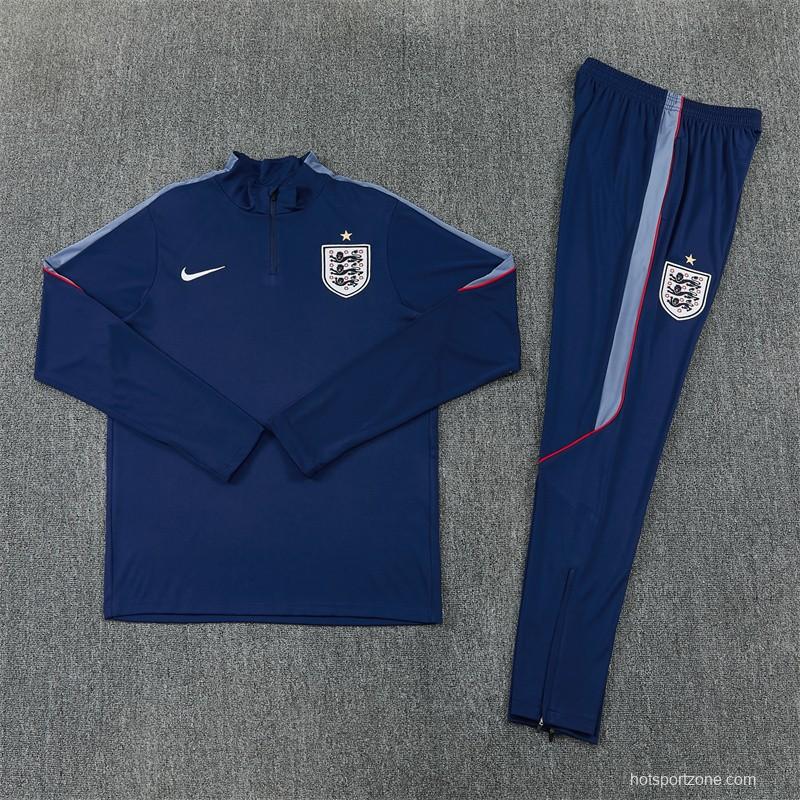 2026 England Navy Blue  Half Zipper Jacket Tracksuit + Long Pants (Nike)