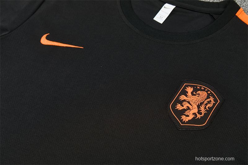 2026 Netherlands Black & Orange  Short Sleeve+Soccer Shorts