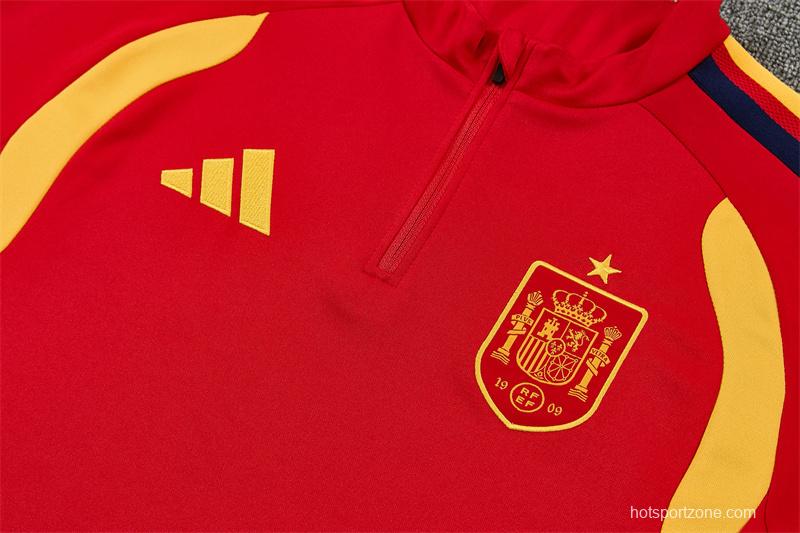 26/27 Spain Home Red Half Zipper Jacket Tracksuit + Long Pants
