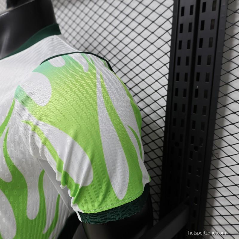 Player Version 2026 Nigeria  White with Green Flame Away Jersey