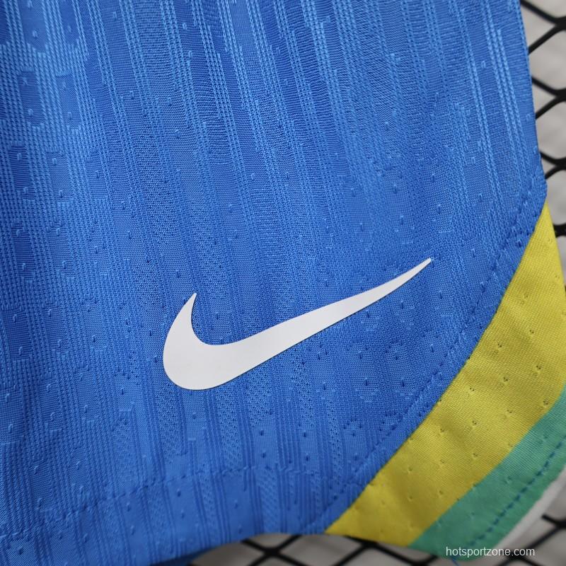 Player Version 26/27 Brazil  Royal Blue Jacquard Stripe Away Shorts