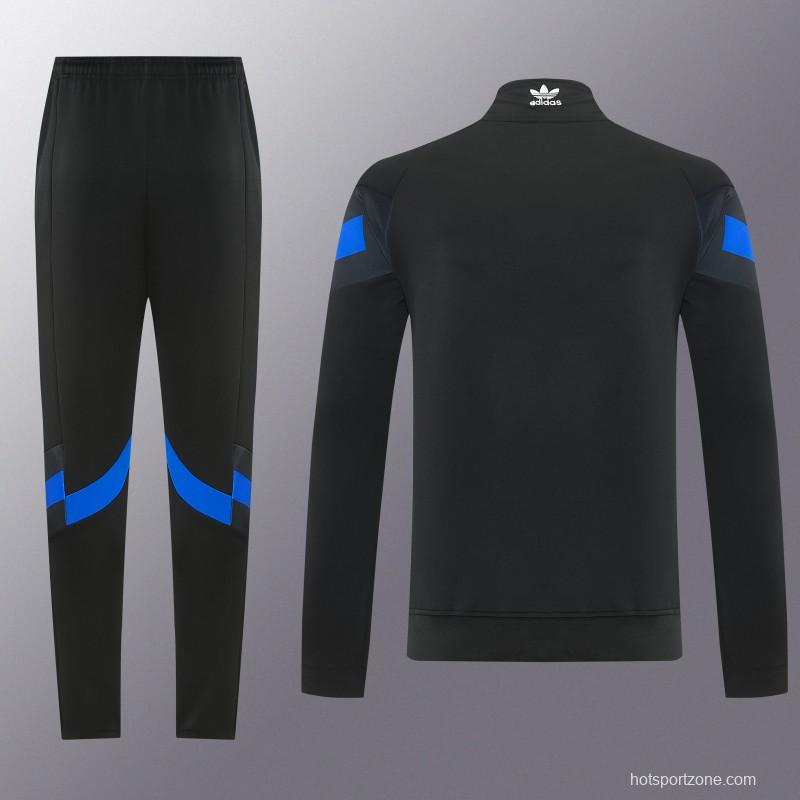 2026/27 Adidas Originals Black & Royal Blue Full Zipper Jacket Tracksuit + Long Pants
