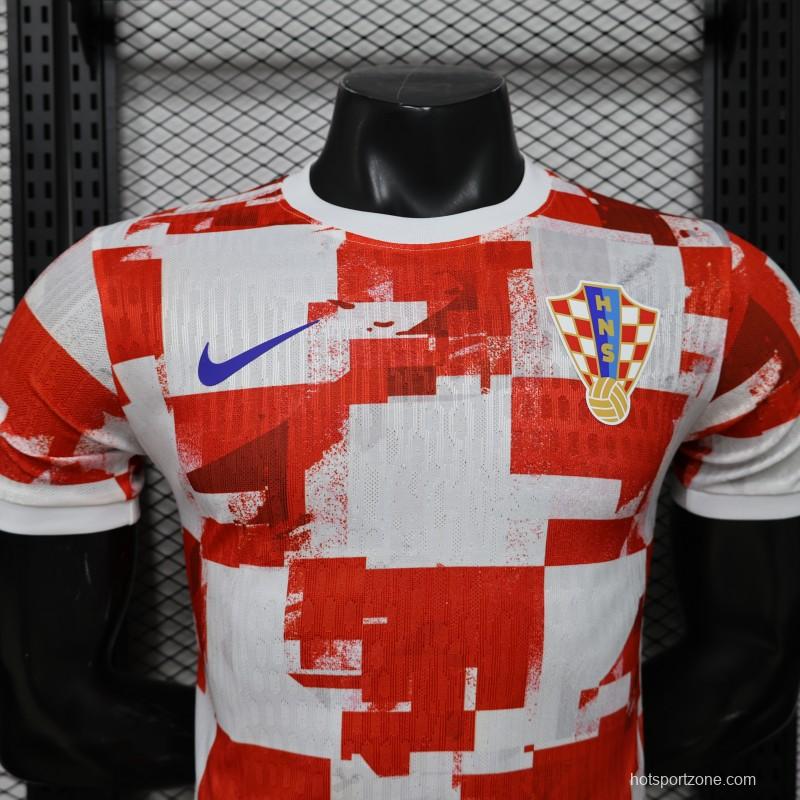 Player Version 2026 Croatia Home Red White with Checkerboard Pattern Jersey