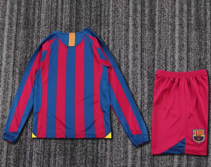 Retro Kids 05/06 Barcelona Home League Version Long Sleeve Jersey