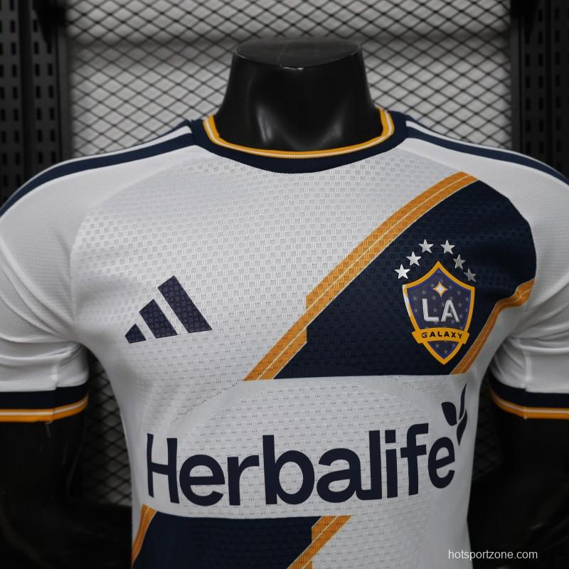 Player Version 2026 LA Galaxy Home White with  Gold Diagonal Sash Jersey