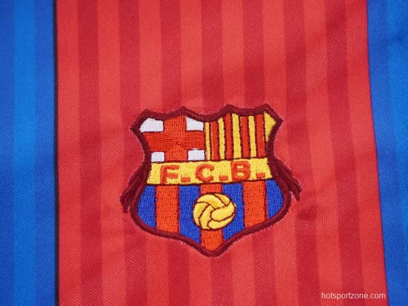Retro 1989/92 Kids FC Barcelona Blue & Red Stripe Home Jersey