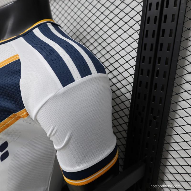 Player Version 2026 LA Galaxy Home White with  Gold Diagonal Sash Jersey
