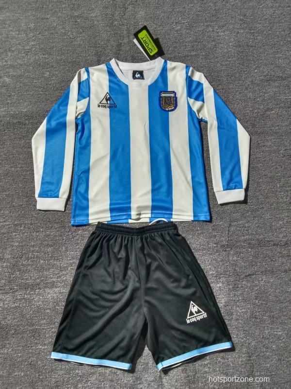 Retro 1998 Kids Argentina Home Long Sleeve Jersey