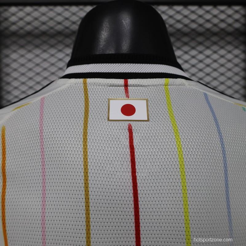 Player Version 2026 Japan Special Edition White with Rainbow  Pinstripe Long Sleeve Jersey