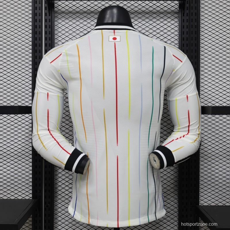 Player Version 2026 Japan Special Edition White with Rainbow  Pinstripe Long Sleeve Jersey