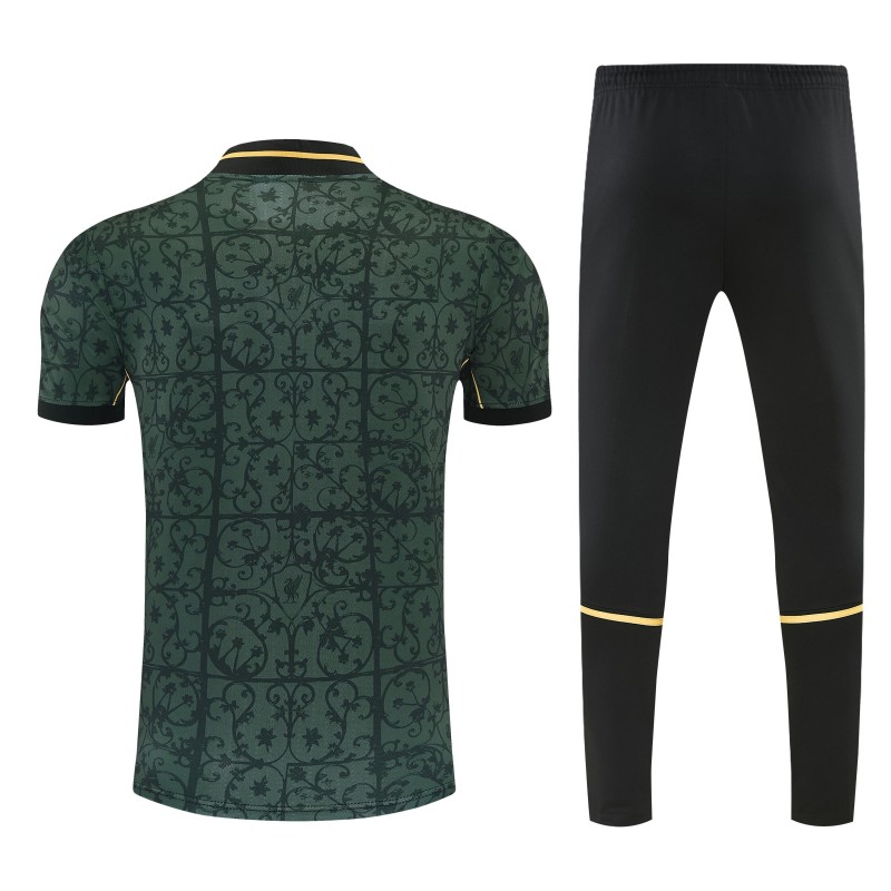 26/27 Liverpool Dark Green  Short Sleeve Tracksuit +  Black Long Pants