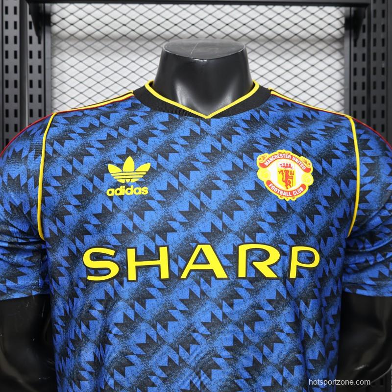 Player Version 2026 Manchester United Blue with Black  Away Jersey