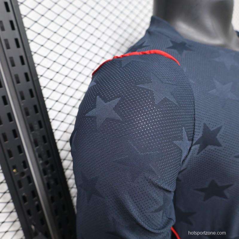 Player Version 2026 USA Navy Blue with Tonal Star  Long Sleeve Away Jersey