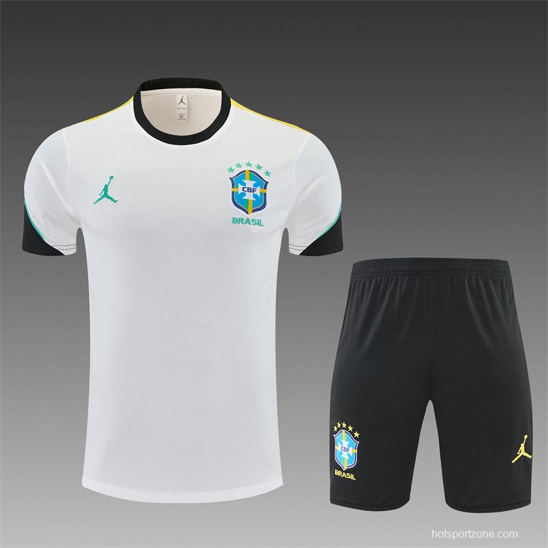 26/27 Brazil Away White Short Sleeve + Soccer Shorts