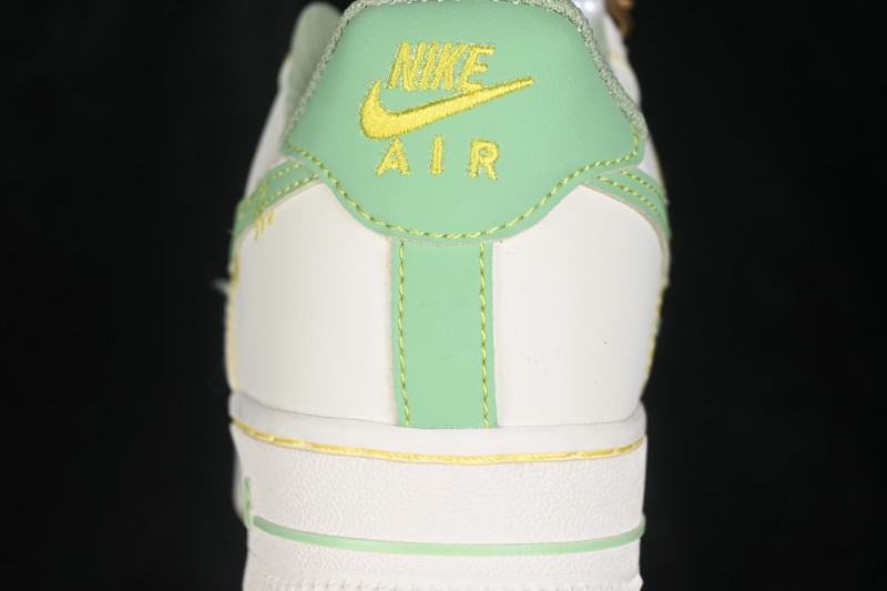 Nike Air Force 1 '07 Low Canvas Sneakers with Hand-Painted Jade Pearl Detailing - FJ7740-111