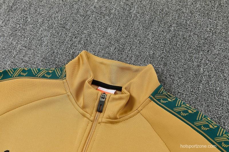 26/27 Ghana Yellow Full Zipper Jacket Tracksuit +  Black Long Pants