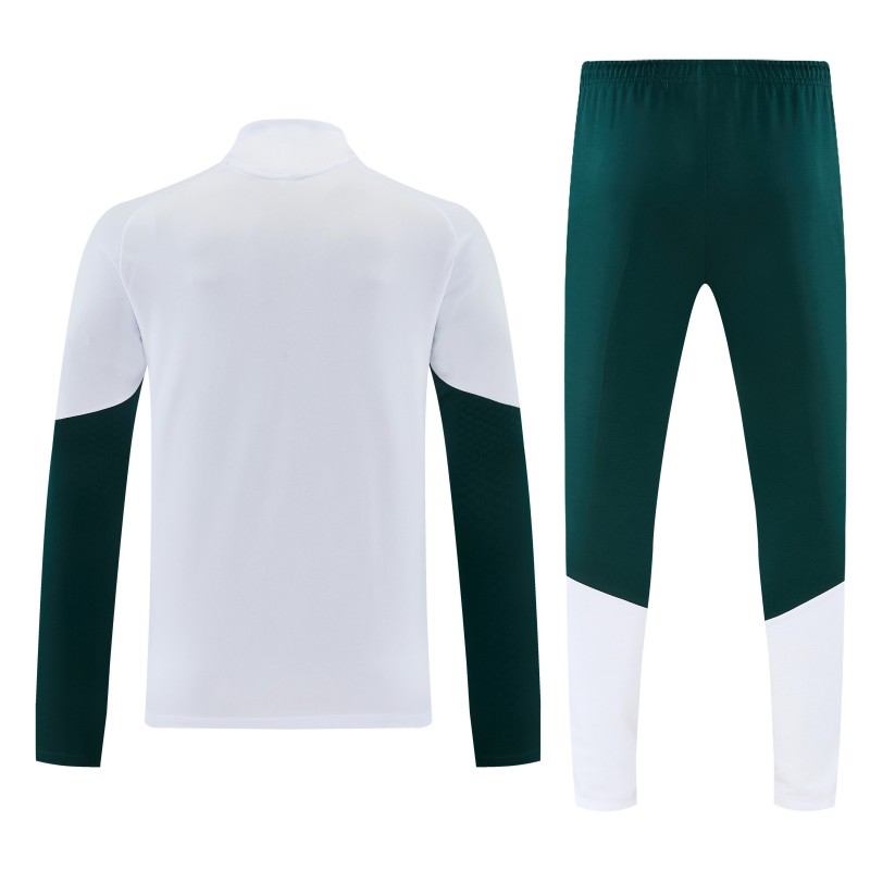 26/27 Real Madrid White & Dark Green Half Zipper Jacket Tracksuit + Long Pants