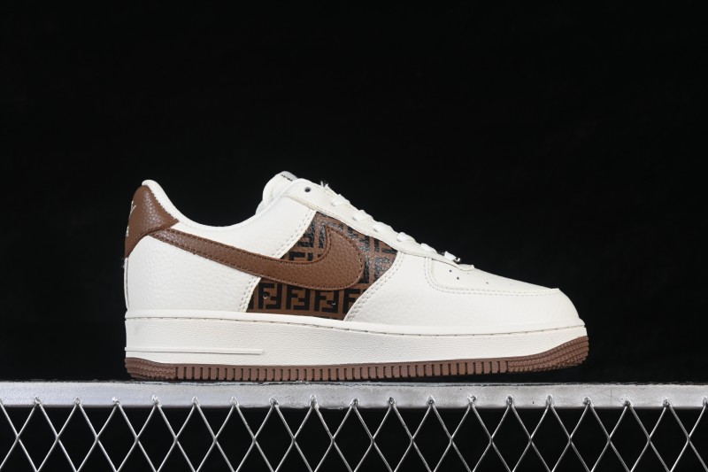 Nike Air Force 1 '07 Low Fendi-Inspired Retro White and Brown Casual Sneakers - XY9025-017