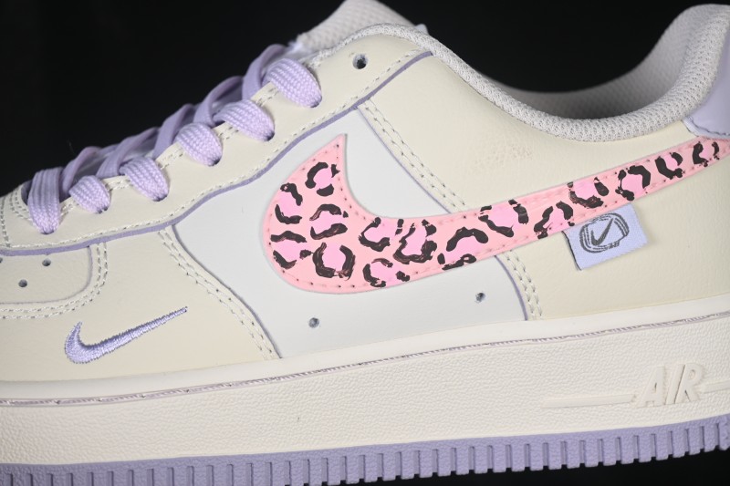 Nike Air Force 1 '07 Low Women's Casual Skateboarding Shoes with Hand-Painted Leopard Swoosh - FB1893-312