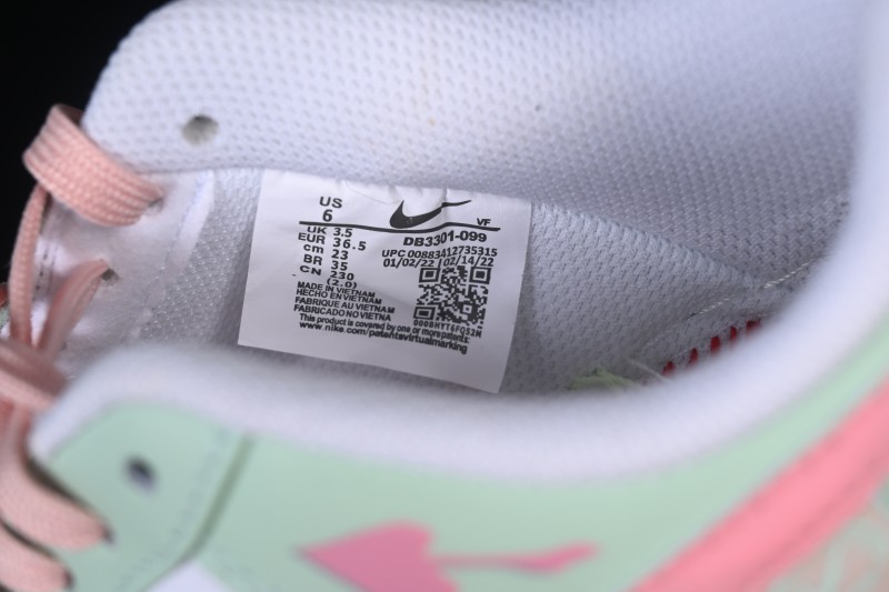 Nike Air Force 1 '07 Low Sneakers with Hand-Drawn Mint and Pink Sweetheart Design - DB3301-909