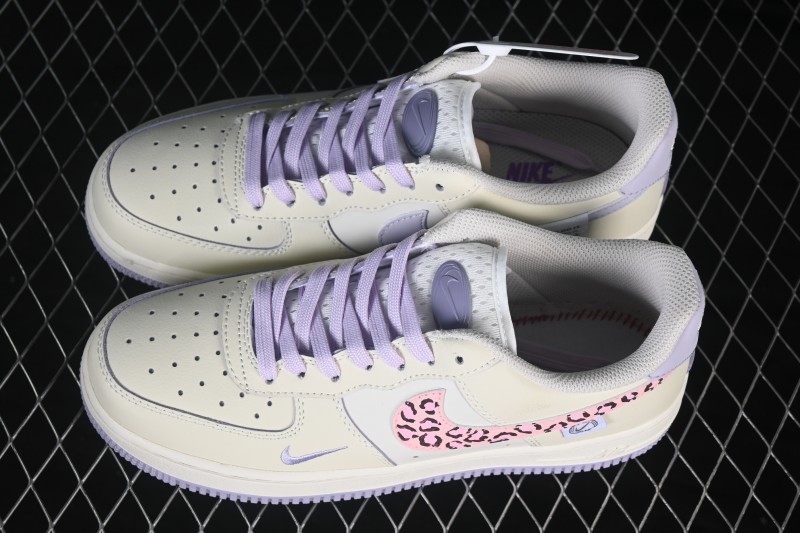 Nike Air Force 1 '07 Low Women's Casual Skateboarding Shoes with Hand-Painted Leopard Swoosh - FB1893-312