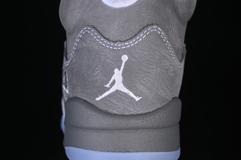 Nike Air Jordan 5 Retro Wolf Grey High-Top Basketball Shoes with Premium Leather Upper and Visible Air Cushioning - DD0587-002