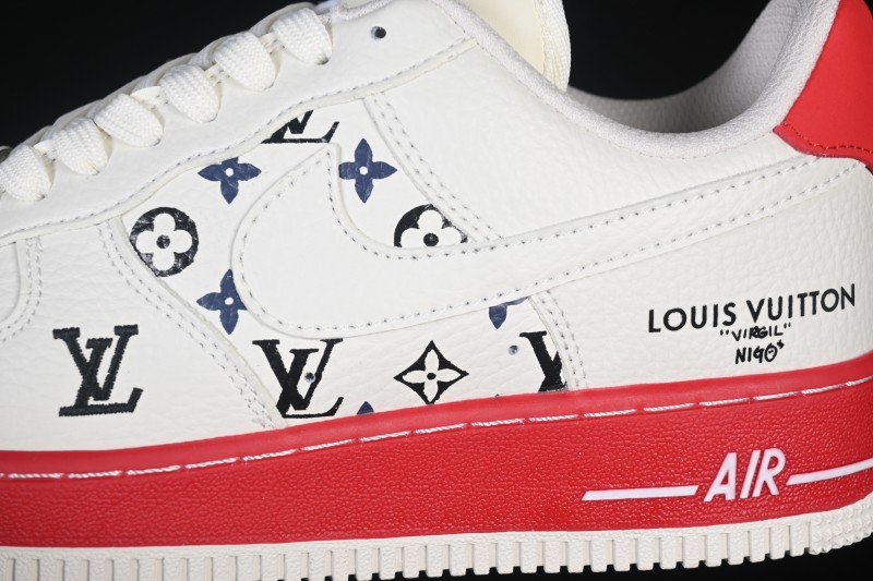 Nike Air Force 1 '07 Low LV Collaboration White Crimson Low-Top Casual Sneakers - BQ4212-100