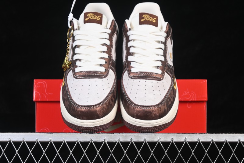Nike Air Force 1 '07 Low Chinese New Year Lucky Edition White Brown Casual Sneakers - KD1688-005