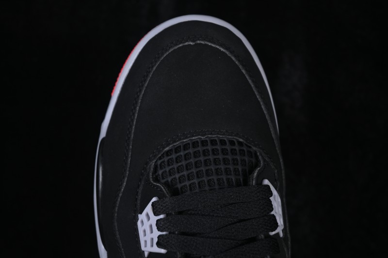 Nike Air Jordan 4 Retro Running Shoes with Premium Leather Upper and Classic Black-Red Colorway - IX8180-001