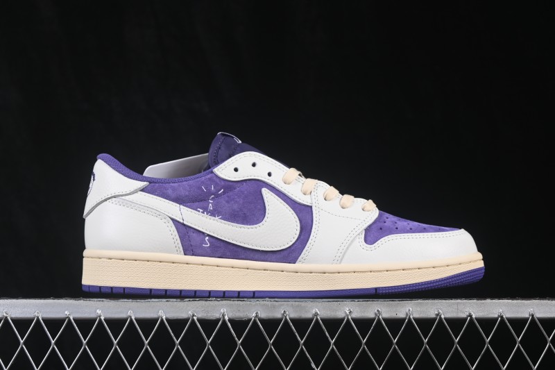 Nike Travis Scott Air Jordan 1 Low OG Sneakers with Reversed Swoosh Design - DM7866-117