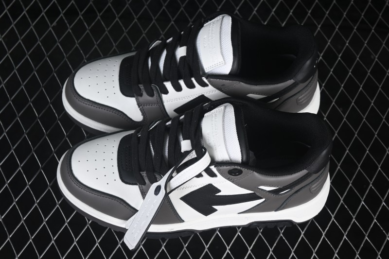 Off-White Out of Office Low-Top Fashion Skate Shoes in White Dark Grey Black - FYD4