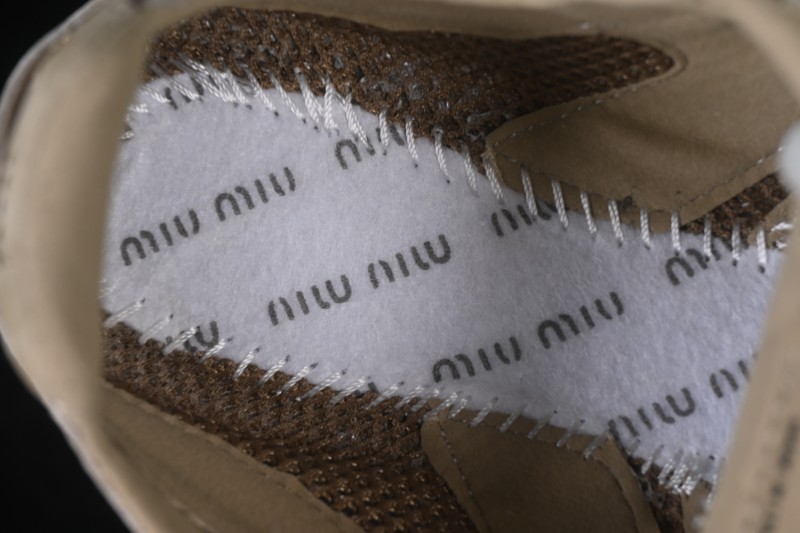 Miu Miu Gymnasium Multifaceted Lace-Up Mesh Round-Toe German Army Trainer Sneakers - SS26 Runway
